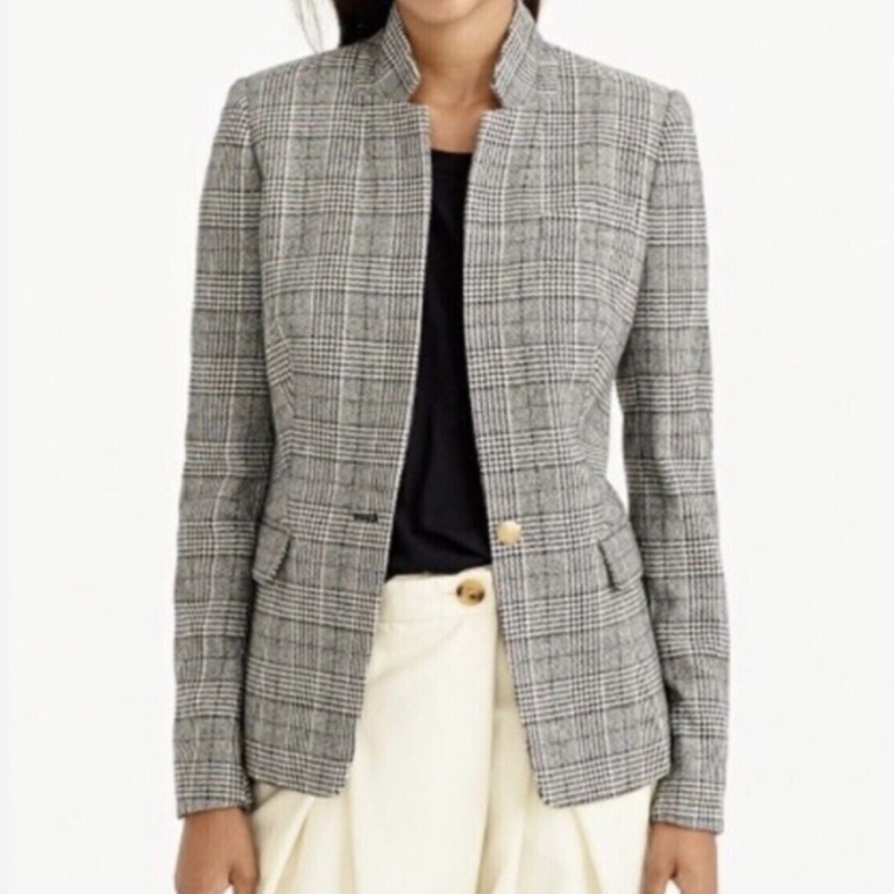 J. Crew Regent Glen Plaid Single Breasted Blazer Wool